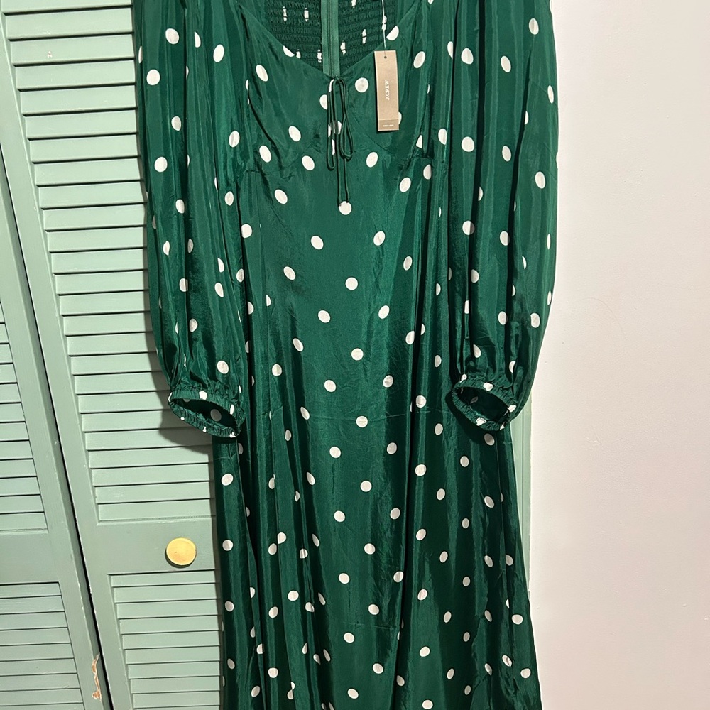 J.Crew Sweetheart long-sleeve midi dress in polka dot - Picture 5 of 7
